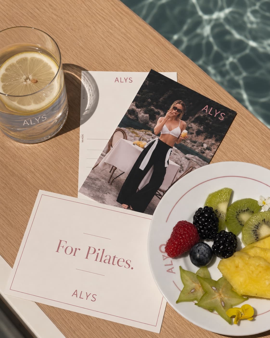 For Pilates — poolside still life